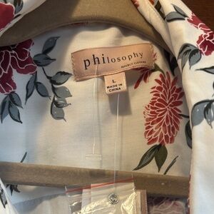 Philosophy Red and Green Floral Top